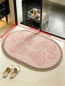 SANJIANGDI 1pc Pink Cat Paw Pattern Of Kitchen Mat, 0.6mm Faux Cashmere Material, Soft And Machine Washable, Suitable For Kitchen, Hallway, Bathroom, Living Room, Outdoor Entrance, And Toilet, Usable Year-Round And Adaptable To Various Occasions - Multicolor - View 10