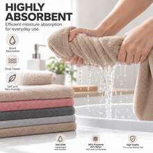FLYINGCURTAINS Soft Jacquard Bath Towel, Solid Color, Highly Absorbent Hand Towel, Machine Washable Towel For Bathroom Decoration - Apricot - View 5