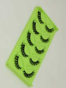 Fox Eye Cat Eyelashes, 5 Pairs Fluffy Winged Lashes, Thick Volume Strip Lashes, Hard Band Lash For Hooded Eyes, For Party Makeup - View 5