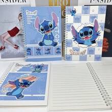 Disney 4pcs Cartoon Stitch Notebook Set, Lined Cartoon Memo Pad, Cartoon Student Notebook, Suitable For School And Office Supplies, Perfect Party Gift, Holiday Gift For Fans. - Multicolor - View 4