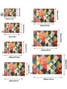 1 Buah Karpet Persegi Panjang Beludru Kristal Bergaya Seni Modern Motif Segitiga Geometris Patchwork Aneka Warna, Detail Gradien Cat Air, Dapat Dicuci dengan Mesin, Cocok untuk Dekorasi Rumah Ruang Tamu dan Kamar Tidur, Penggunaan Sepanjang Musim, Dekorasi Rumah yang Estetis - MultiWarna - View 4