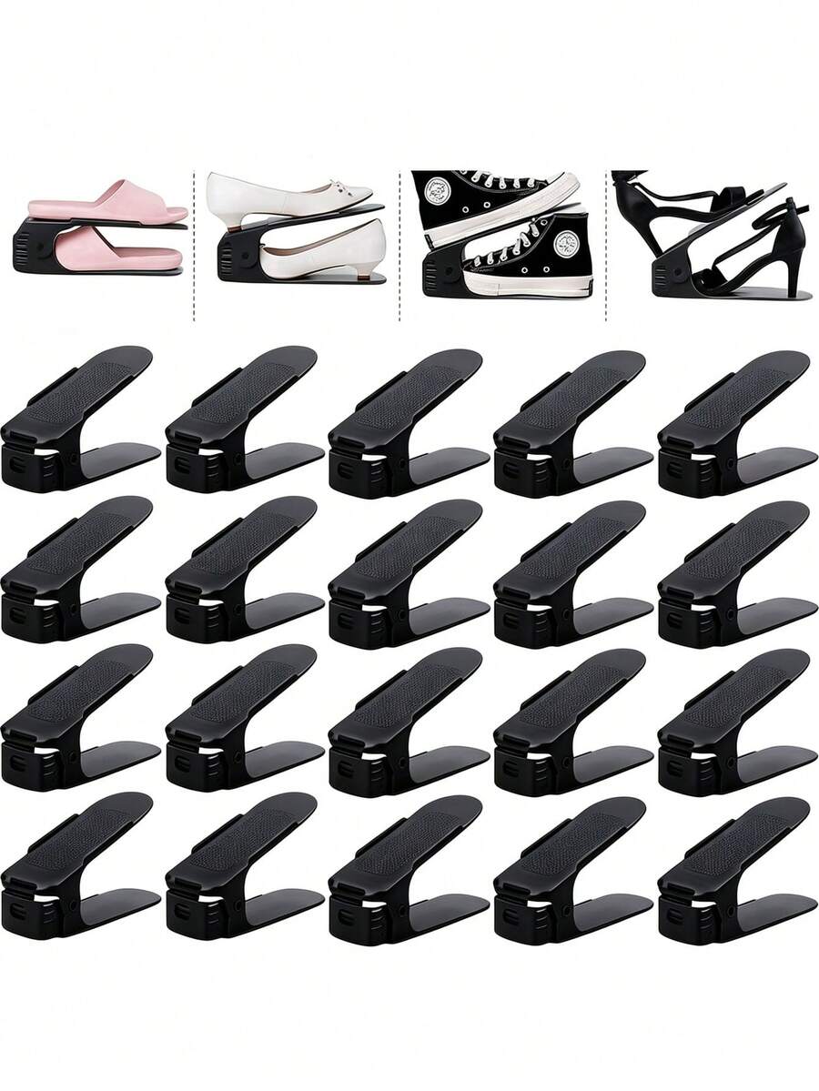 10/5/3/1pc Adjustable Shoe Storage Rack, Double Layer Shoe Stacker Space-Saving, Plastic Shoe Rack Suitable For Wardrobe, Dorm, Entrance, Fits Sneakers, High Heels, Slippers And Various Shoes Storage And Organization, Shoe Storage Box, Shoe Stacker, Space-Saving Shoe Storage Gadget, Double Layer Shoe Rack, Adjustable Shoe Rack, Wardrobe Shoe Storage Essential, Sneakers, High Heels, Slippers Dedicated Shoe Rack, Plastic Shoe Tray, Shoe Storage Rack