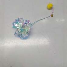 1個彩色亮面紙花貓逗球，附亮面毛絨鈴鐺，適合貓咪自我娛樂與互動玩耍的貓玩具 - 彩色 - 查看 6