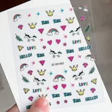 Japanese Cartoon Self-Adhesive Nail Stickers, 12pcs Cute Cat & Rabbit Nail Art Decals - One Size - View 8