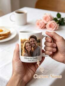 Personalised Photo Mug With Text | Custom Picture Coffee Mug Gift For Her | Printed Photo Cup | Unique Birthday Gift Idea - Multicolor - View 3