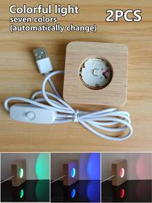 2 Buah Lampu Malam LED 6CM, Alas Lampu LED Kayu Solid, Lampu Malam Dekorasi Meja, Antarmuka USB, Cocok untuk Kaca, Bola Kristal, Resin, Dekorasi DIY. Dapat Diberikan Sebagai Hadiah - Dudukan kayu USB - View 14