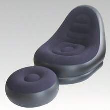Flocked Portable Inflatable Sofa Footrest Set Lightweight Foldable Air Lounge Chair Durable Comfort Recliner For Home Bedroom Dorm Living Room Camping Picnic Backyard Balcony Practical Holiday Gift - New Model - View 9