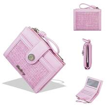Baellerry 1pc Women's Short Bifold Wallet, 7 Card Slots With ID Window And Zipper Coin Pocket, Portable Wristlet Wallet, Suitable For Travel, Outdoor, Daily Use - Multicolor - View 14