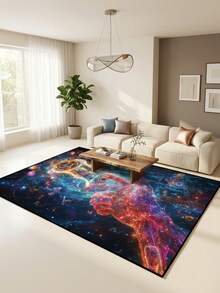 1PC Colorful Sci-Fi Mechanical Hand Game Controller Future Tech Style Crystal Velvet Rectangular Area Rug, Starry Sky Neon Light Effect Details, Machine Washable, Suitable For Gaming Room Bedroom Home Decor, All Season Use, Aesthetic Home Decoration - Multicolor - View 2