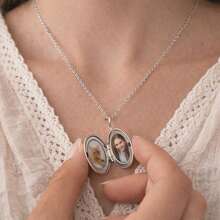 Personalized Photo Engraving Letter Locket Necklace, Photo Locket Necklace, Waterproof Pendant, Opening Locket, Gift For Mom - Multicolor - View 6