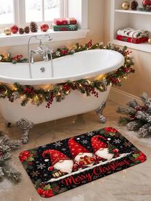 1pc 2D Flat Print Christmas Theme Cute Snowman Pattern Holiday Atmosphere Door Mat, Colorful, Machine Washable Carpet, Suitable For Home Decor, Entrance, Hallway, Bathroom And Balcony - A - View 9