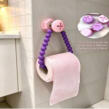 2pcs Fashionable Pink Beaded Tissue Box Holder - Wall Mounted Without Drilling, Space Saving, Bathroom Decor, Perfect Gift, Modern Bathroom Home Accessory, Christmas/Halloween Decoration Gift - Multicolor - View 28