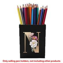 Acrylic Makeup Brush Storage Case Pen Holder Desktop Office Pen Box Study Stationery Organizer Box Dressing Table Storage Brush Holder Suitable For Home School Office Holiday Gift Initial Name 26 Letters Pattern - Black - View 8