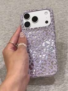 高級時尚百褶銀色豹紋手機殼，適用於 Apple 17 Pro Max、17 Pro、新款 16 Pro、16 PM，磨砂防摔保護殼，適用於 15 Pro、15 PM、18 Pro Max，小眾風格女款 - 淡紫色 - 查看 2