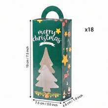 Christmas Gift Box Set (Empty) Festive Green Tree Cutout Boxes With Clear Window & Carry Handle, Perfect For Filling With Treats, Jewelry Or Mini Gifts, Holiday Decoration - Style 1 - View 7