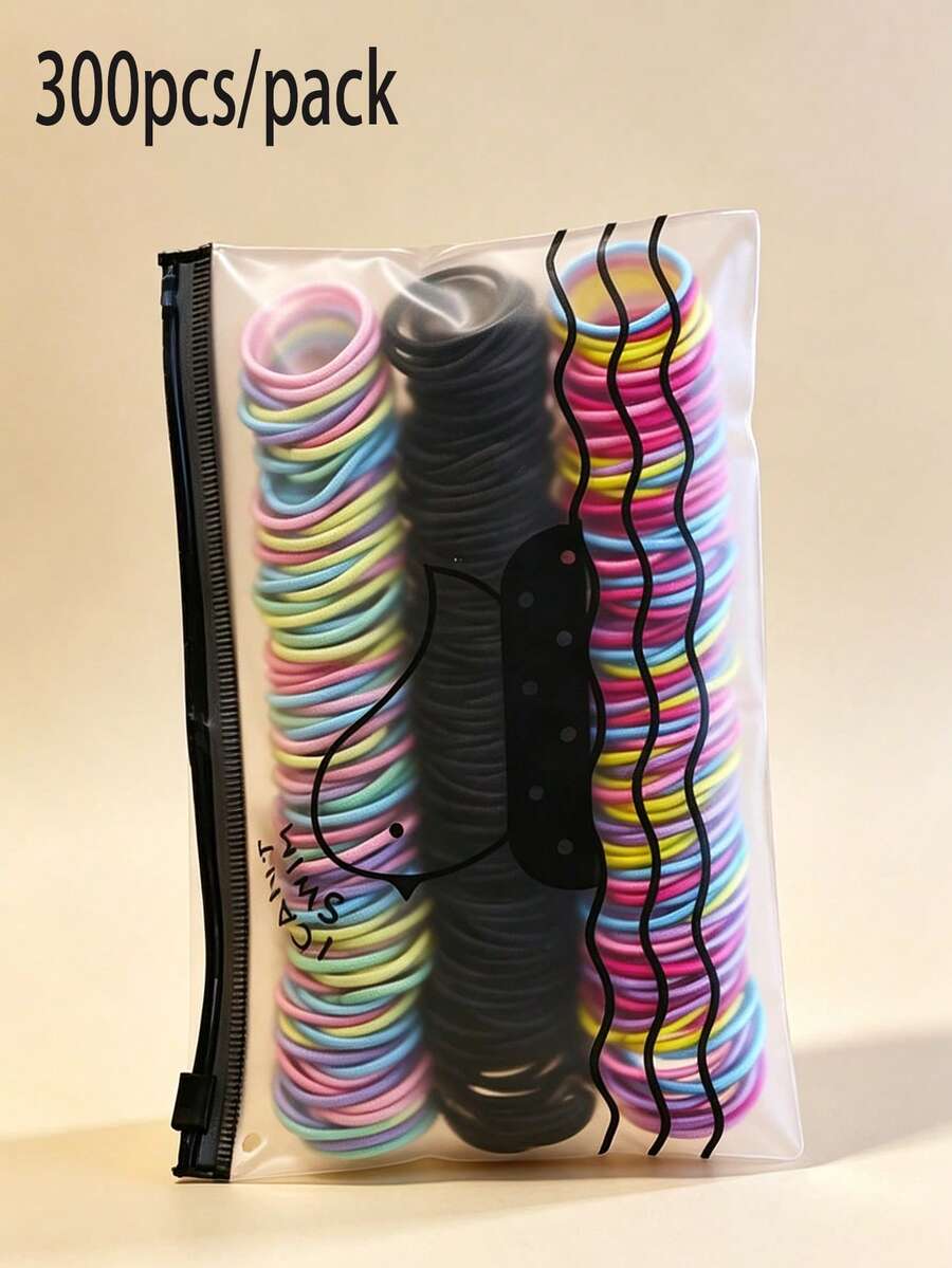 300pcs/Pack Baby & Kids High Elasticity Hair Ties, Non-Damaging Hair ...