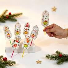 24 Pack Christmas Lollipop Holder Paper Cards, Cute Santa Elk Fox Owl Bear Rabbit Pattern Candy Wrapper, Xmas Kids Party Favor, Holiday Treat Decor For Classroom Gift - View 8