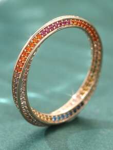 YOYO Vintage Bohemian Gothic Floral Inlaid Colorful Zirconia Jewelry, Fashionable Daily Accessory - Silver - View 9
