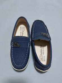 Children's Flat Shoes, Big Kids Student Slip-On Driving Loafers - Blue - View 2
