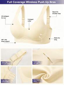 1pc Casual Comfortable Green Wireless Seamless Bra For Women - Champagne - View 7