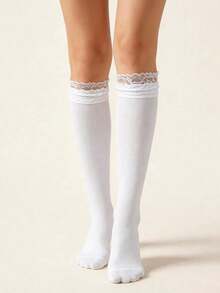 1/3/5/8 Pairs Sweet Lolita Style White Over-The-Knee Socks, Decorated ...