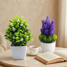 4PCS 18cm Mixed Artificial Potted Flowers, Faux Greenery, Autumn Decor, Thanksgiving & Halloween Tabletop Room Ornament - Multicolor - View 3