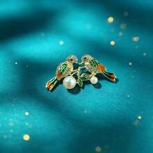 1pc New Retro Double‑Bird Brooch, Luxury Chinese‑Style Magpie Pin Daily Commuter Coat Scarf Sweater Clothing Accessory Valentine's Day Confession Gift - Multicolor - View 6