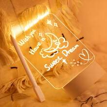 1PC Erasable Acrylic LED Night Light, USB Powered Glowing Message Board With Writing Pen, Reusable DIY Doodle Desktop Decoration, Soft Warm Light Art Decor For Bedroom And Office Desk, Ideal Creative Gift For Holidays And Birthdays - Warm white light - View 3