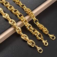 Thick Luxurious Hip-Hop Street Style 18K Gold Plated Copper Bracelet, Unisex, Suitable For Daily Wear And Parties, Gift Jewelry For Boyfriend - Gold - View 7