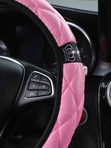 MEIKAXIU 1pc Comfortable Artificial Sheepskin Rhinestone Crown Bling Bling Shiny Car Steering Wheel Cover Without Inner Ring, Suitable For 14.5-15 Inch Car Interior Accessories - Soft Leather Crown - View 9