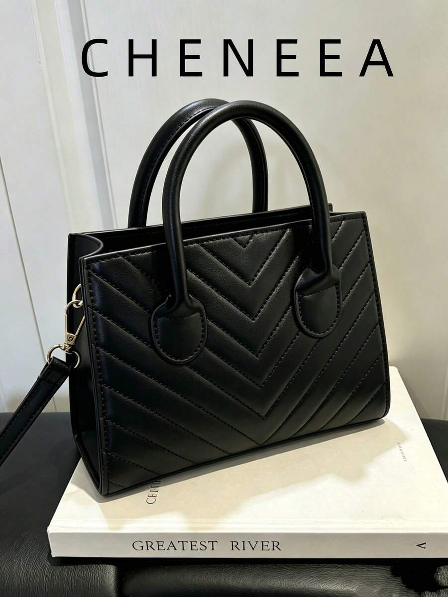 New Vintage Fashion Embossed Mini Square Handbag, Zipper Closure, Adjustable Long Shoulder Strap, Small Capacity Lightweight Minimalist Crossbody Bag - Black - View 1