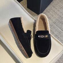 Suede Bow Loafers, Vintage Commuter Flat Shoes, Soft Sole Comfortable Slip-On Shoes, Versatile Daily Women's Shoes - Black - View 4