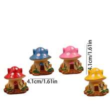 4pcs Fairy Garden Mushroom House Figurines, Resin Material Decorative Crafts, 4 Colors Set, Suitable For Moss, Potted Plants, Desktop Decor, Or Paired With Garden Potted Plants - Mushroom House - View 6