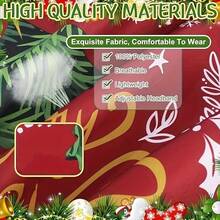 4Pcs Vintage Red Base Christmas Element Halter Apron For Home Kitchen Use Holiday Scene Photo - Multicolor - View 5