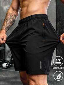 Men's Sports Shorts Suitable For Spring, Summer, Autumn Wear Running, Fitness, Sports Black - Black - View 1