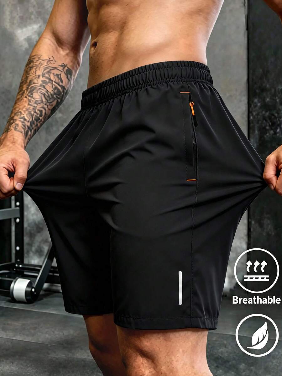 Men's Sports Shorts Suitable For Spring, Summer, Autumn Wear Running, Fitness, Sports Black - Black - View 1