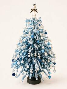 1 Set DIY Beaded Christmas Tree Handmade Kit, Includes Snowflake Pendant, Pearl Beads, Mini Decorations, Wire, Base And Top Bow Decoration, Suitable For Christmas Home Decor, Fireplace Decoration, Holiday Party Arrangement And Holiday Gift Making, A Handmade Desktop Holiday Decoration - DIY Christmas Tree Kit - View 1