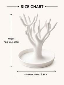 Black Resin Tree-Shaped Jewelry Display Stand, Necklace Ring Earring Storage Rack With Base, Desktop Jewelry Tree Organizer, Decorative Vanity Table Jewelry Storage Rack - Multicolor - View 2