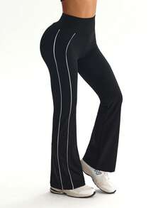 Hidkat Women's Tight Fit Dance Flare Yoga Sports Leggings, Black, Spring - Black and White - View 5