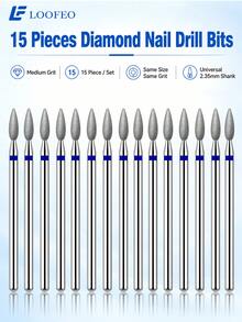 15Pcs Diamond Nail Drill Bits 3/32" Shank, Professional Cuticle & Dead Skin Removal Manicure Salon Accessories - Multicolor - View 1