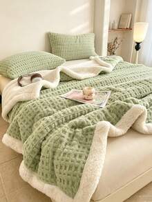 Waffle Fleece Cuffed Style, Skin-Friendly Soft And Comfortable, Suitable For Guest Bedroom, Machine Washable - Pastel Green - View 7
