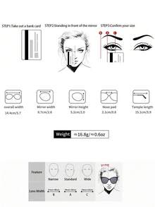 1 Pair Women's Fashion Academy Style Large Frame Gray Square-Round Clear Lens Glasses, Suitable For Daily Use, Computer, Gaming, TV, Phone, Transparent Eyewear Accessories - Gray Flat - View 3