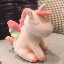 Unicornio Pony De Peluche Arcoiris Tipo Pegaso Almohada 30cm - Rosa - Ver 9