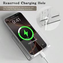 1pc No-Drill Adhesive Phone Charging Holder, Bedroom Wall-Mounted Bedside Slouchy Storage Box Phone Charging Stand - Multicolor - View 12