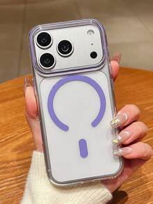 奢華高透明 PC 磁吸手機殼，適用於 iPhone 18 Pro Max 17 Pro Max 17 16 15 14 Pro Max，支援無線充電防震保護殼 - 紫色 - 查看 4
