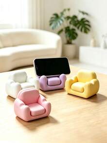 Mini Sofa Phone Stand, Creative Home Desktop Stand, Video Watching Gadget, Hands-Free Video Viewing, Movable, Ergonomic Viewing Angle, Cute INS Desktop Decoration Ornament, Suitable For Living Room Desktop, Dining Room Desktop, Bedroom Bedside, Fits 18 Pro Max, Suitable For Gifts, Party Gifts, Exquisite Small Ornament - Multicolor - View 3