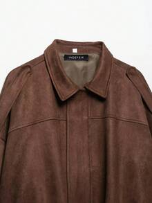 DEEKA Spring/Autumn New Women's Casual Versatile Suede-Like Texture Jacket - Brown - View 8