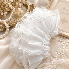 2-Inch Pearl Luster Ruffle Lace Trim, Pleated Lace Fabric, Suitable For Sewing, Cuffs, Skirts, Curtains, Aprons, DIY Crafts And Home Decor - Double-layer Lace Trim - View 7