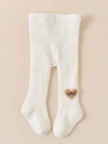 1/3 Pairs Autumn/Winter Baby/Girls Warm Lined Thick Heart Pattern Leggings, Classic Cold-Proof Base Layer, Fashionable Versatile Soft Socks, Suitable For Holiday/Party/Home Wear - Multicolor - View 8