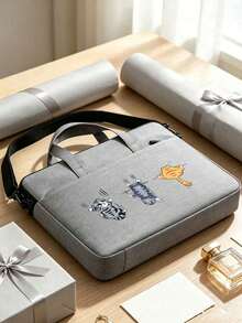 Laptop Bag, Compact Shoulder Bag With Accessory Compartments, Cat Print Design, Equipped With Detachable And Adjustable Shoulder Strap, Data Cable Storage, Fits In Suitcase, Laptop Protective Bag, Briefcase, Document Storage Bag, Portable Commuter Bag, Suitable For Laptop And Tablet, Travel, Commute, Back To School, Halloween, Christmas Gift - Multicolor - View 6